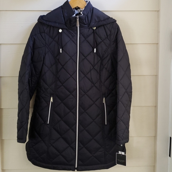 Laundry By Shelli Segal Blue 3/4 Zip Parka Jacket - Picture 1 of 13